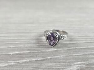 SILPADA Sterling Silver CATHEDRAL Faceted Amethyst Teardrop Ring Size 6
